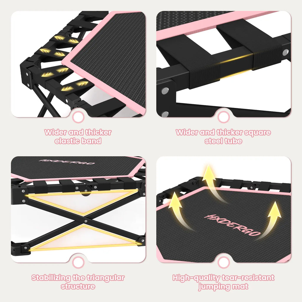 HXD-ERGO Mini Trampoline for Adults with Bar Workout Equipment Max Load 460Lbs Easy to Assemble Home Gym Equipment with Adjustable Foam Handle