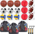 18 Pcs Sport Balls Bulk Set Basketball Football Volleyball Soccer Playground Baseball with Sport Equipment Bag Pump for Adults Gifts Outdoor Indoor
