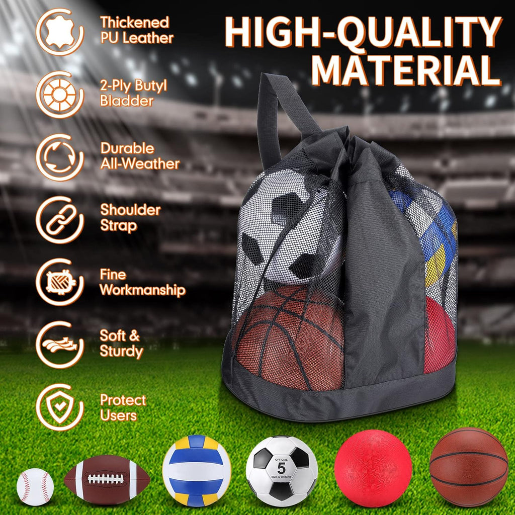18 Pcs Sport Balls Bulk Set Basketball Football Volleyball Soccer Playground Baseball with Sport Equipment Bag Pump for Adults Gifts Outdoor Indoor